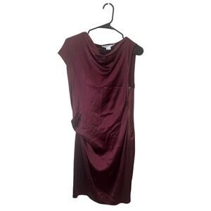 Helmut Lang for Intermix Sz 10 Asymmetrical Style Silk Blend Dress Deep Red-Nice